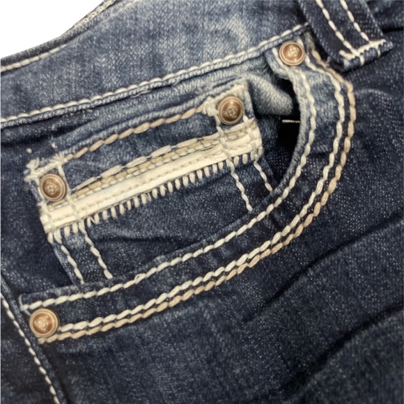{New Direction} ND Weekend Embellished Flare Jeans Pocket Flap 10 Contrast - Picture 8 of 10